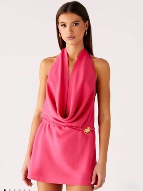 Peppermayo Vibrant Pink Halter Dress